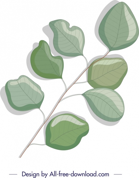 자연 배경 녹색 잎 가지 스케치 -2