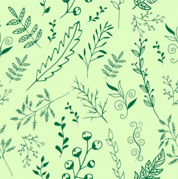 latar belakang alam daun rumput ikon mengulangi gaya sketsa