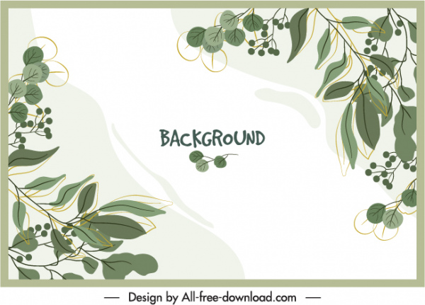 template latar belakang alam digambar tangan dekorasi daun klasik