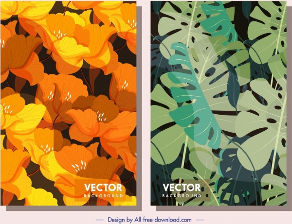 template latar belakang alam dekorasi daun bunga klasik