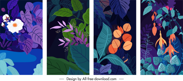 template latar belakang alam desain gelap dekorasi tanaman klasik