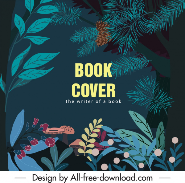 plantilla de portada del libro de naturaleza diseño clásico de colores oscuros