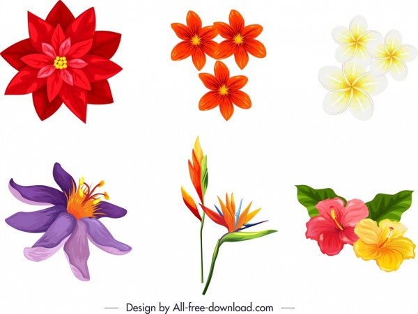 elemen desain alam ikon flora berwarna-warni