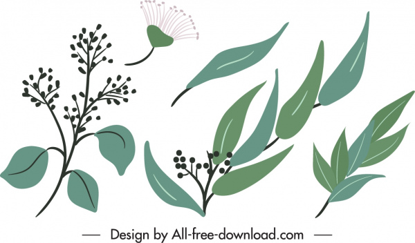자연 디자인 요소 꽃 잎 스케치 클래식 디자인