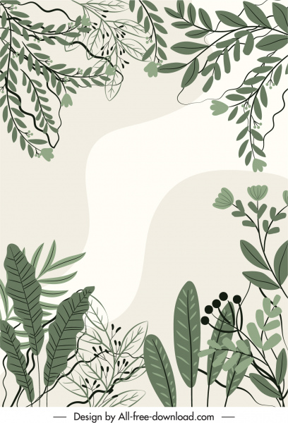 自然要素背景緑の古典的な手描きの葉
