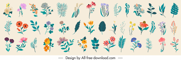 elementos de la naturaleza patrón colorido boceto clásico de hojas botánicas
