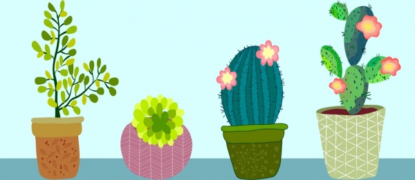 la nature fleurs peinture icônes des cactus conception