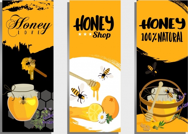 自然蜂蜜廣告設置黃色黑色裝飾