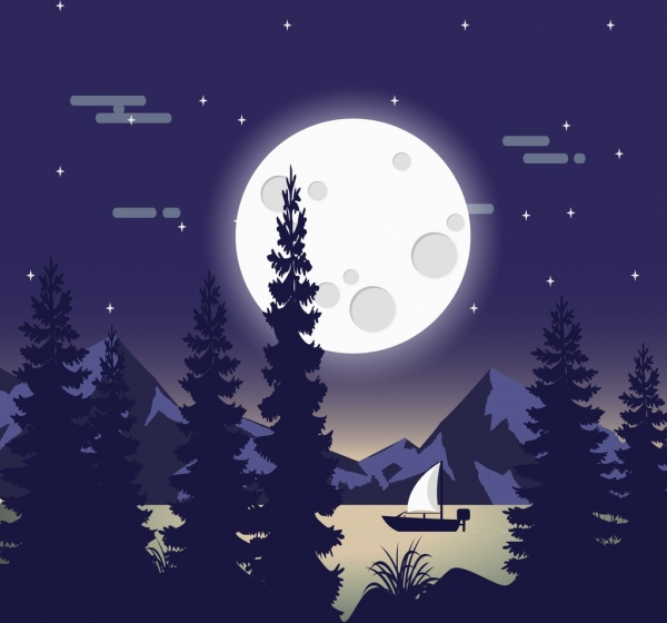 charakter krajobrazu rysunek runda moon lake łódź ikony