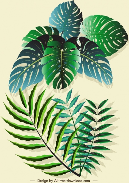 природа листья иконы блестящий современный зеленый 3d эскиз