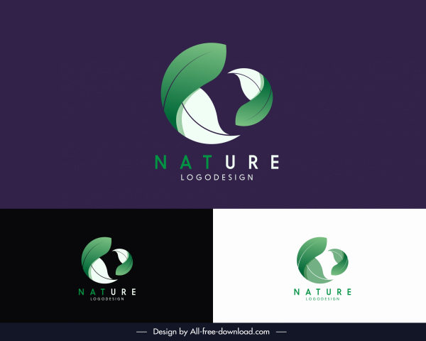 Natur-Logo-Typ dynamische 3D Blätter Skizze