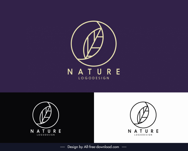 Thiên nhiên logo phẳng vẽ bản thảo lá phẳng