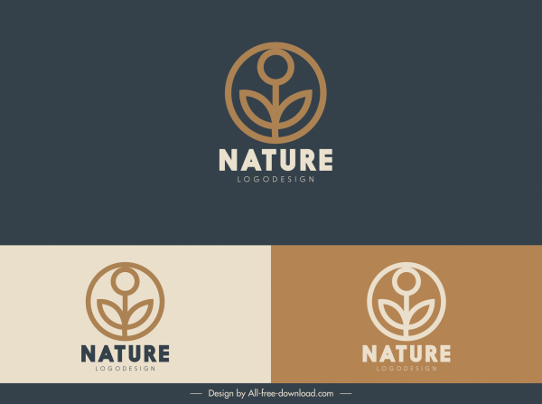 nature logotype modèle plat décor de feuille classique