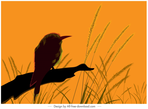 Природа, живопись птица пышные эскиза мультфильм дизайн