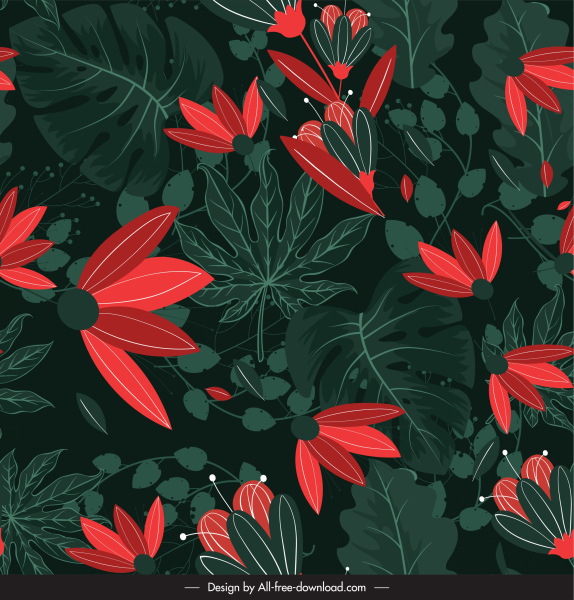 طبيعة اللوحة الزهور رسم الظلام الأخضر الأحمر الديكور