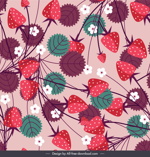 자연 페인팅 딸기 스케치 다채로운 평면 고전