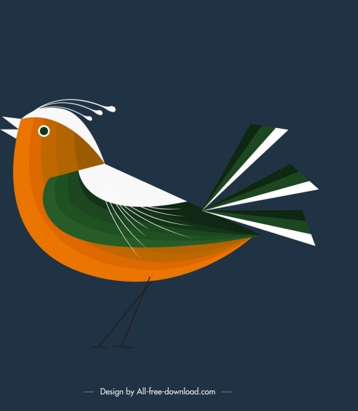 Thiên nhiên sơn nhỏ chim biểu tượng đầy màu sắc cổ điển thiết kế