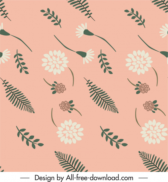 자연 패턴 꽃 잎 스케치 클래식 플랫 디자인