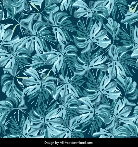 Natur, üppige Muster blaues Blatt Dekor