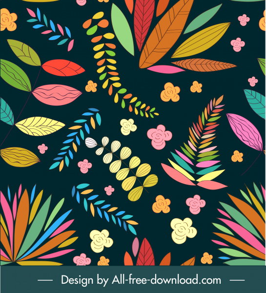 자연 패턴 템플릿 클래식 다채로운 꽃잎 스케치
