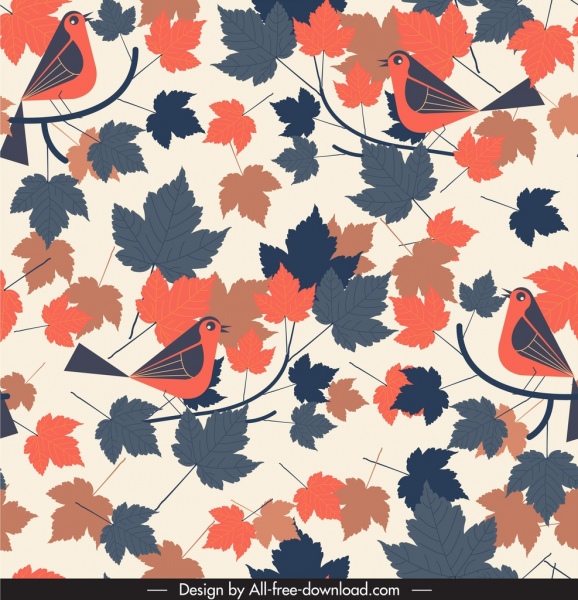 자연 패턴 템플릿 다채로운 클래식 새 잎 장식