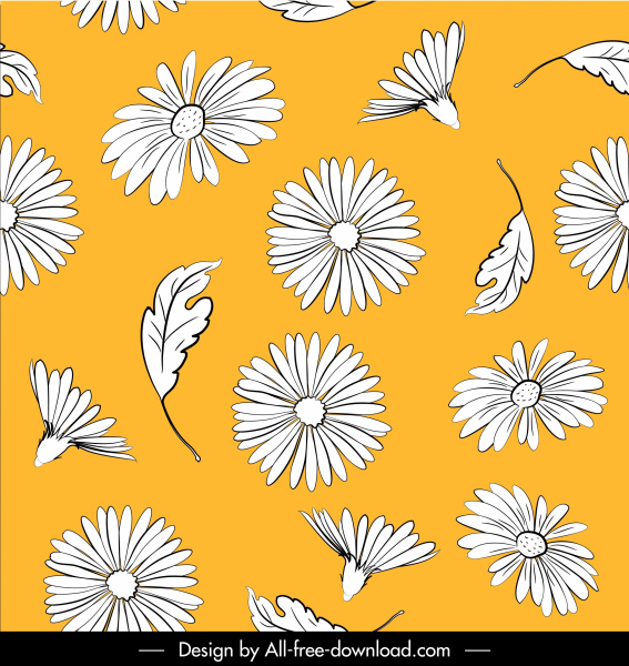 Natur-Muster-Vorlage handgezeichnetE Blütenblatt-Skizze