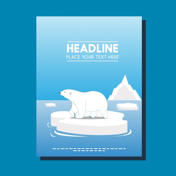 Природа плаката дизайн украшения Полярный белый медведь