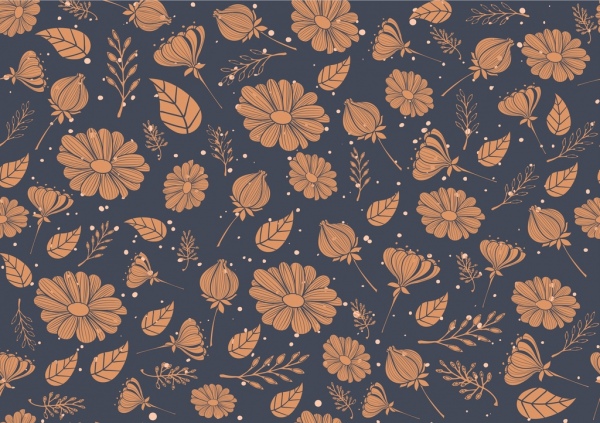 원활한 패턴 대비 꽃과 장식 나뭇잎 자연