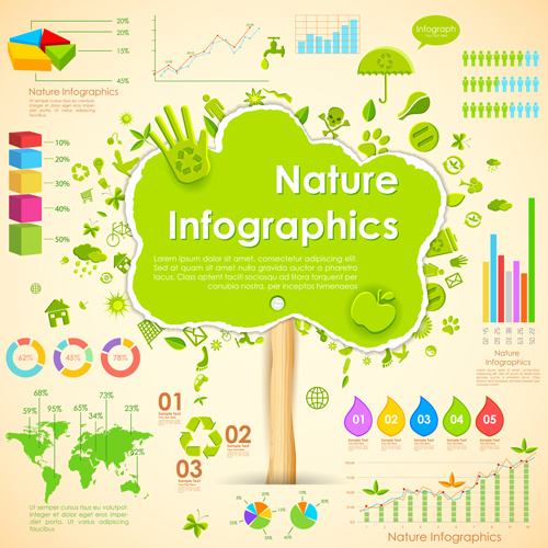 Naturaleza estilo infografía diseño vector