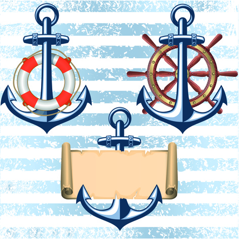 Nautical Elements And Retro Background Vector
