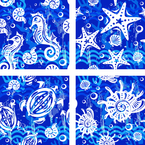 morskie elementy niebieski wzór wektor