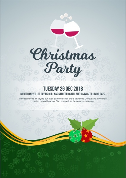 desejo puro poster de convite de festa de Natal com árvores de Natal na parte inferior e ornamentos e feliz Natal