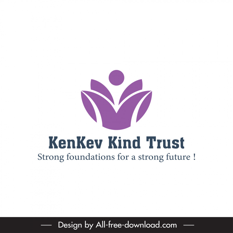 neutrales Logo Kenkev Art Trust NGO Slogan Vorlage Elegante flache symmetrische menschliche Blätter Formen Umriss