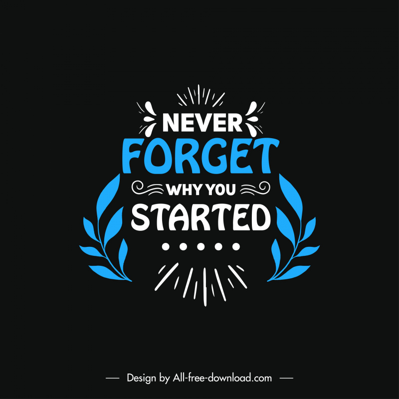 Never Forget Why You Started Quotation Poster Typography