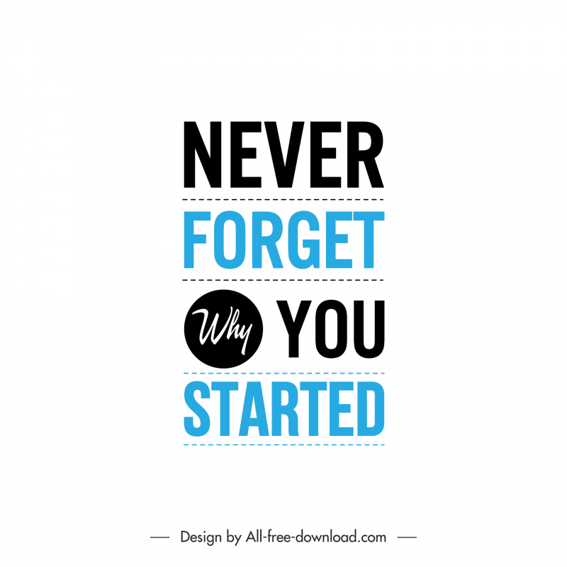 Never Forget Why You Started Quotation Poster Typography 2