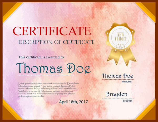 nuova illustrazione di certificato di prodotto con stile retrò rosa
