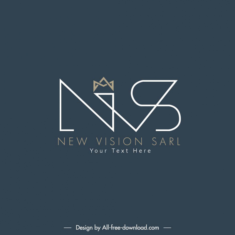 Nueva visión SARL logo plantilla elegante contraste planos textos estilizados boceto