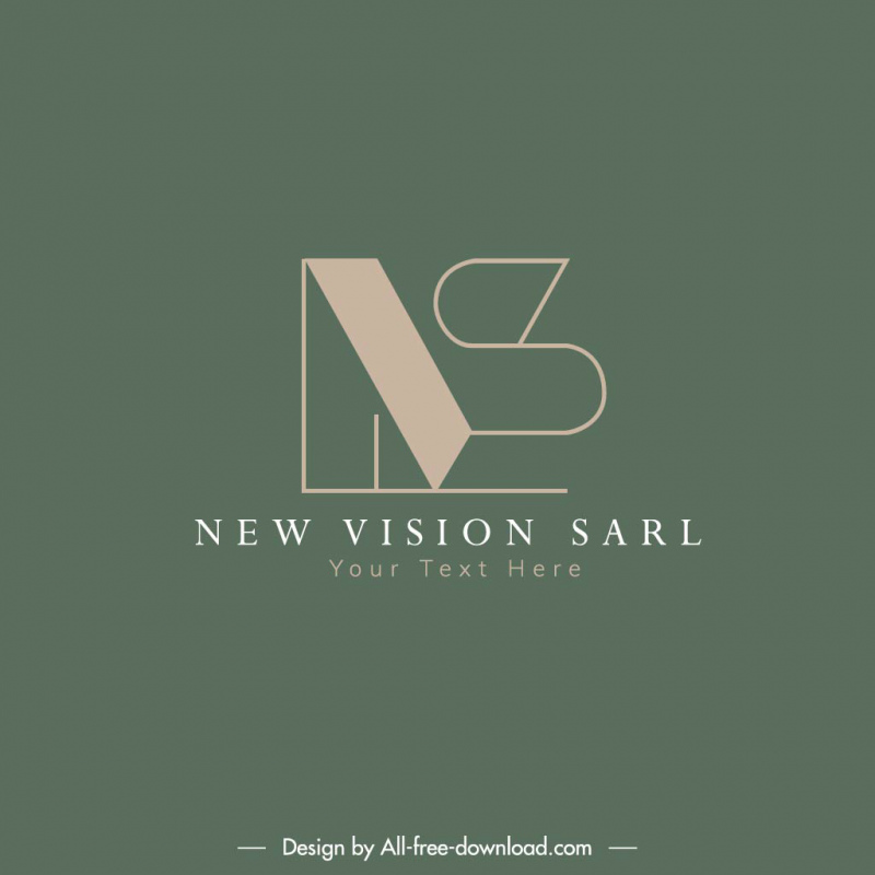 新しいビジョン sarl ロゴタイプ様式化された n のテキストスケッチ
