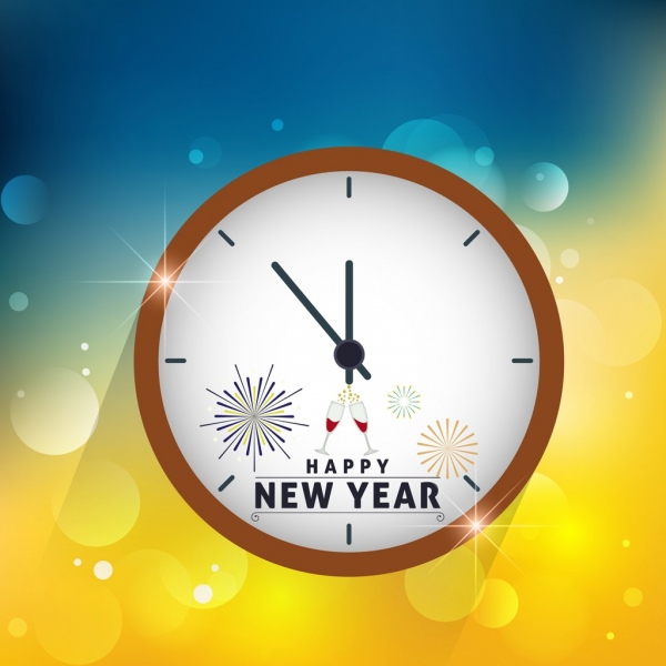 tahun baru latar belakang putaran jam ikon dekorasi