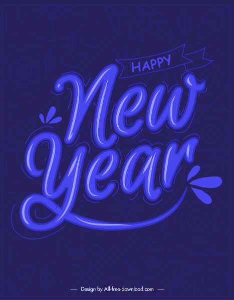 Новый год синий баннер дизайн каллиграфическом стиле