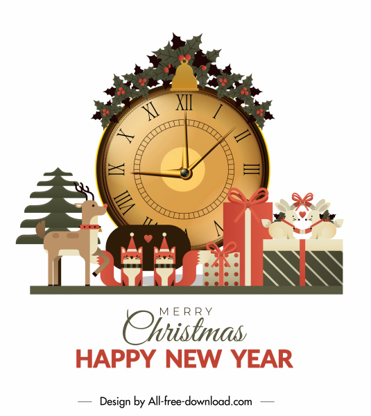 banner de ano novo elegante decoração elementos de natal plano