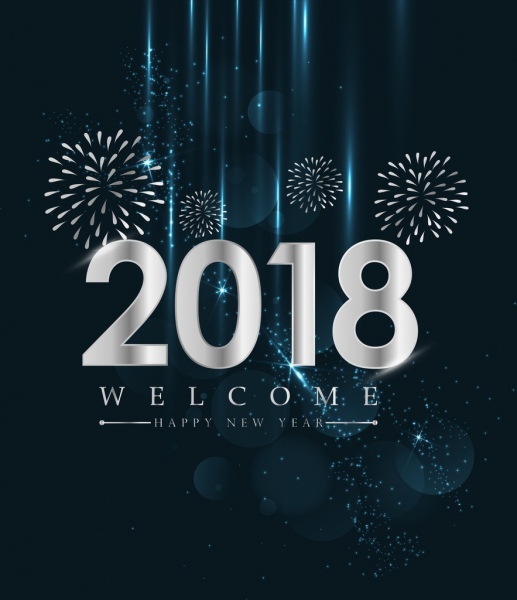 anno nuovo banner fuochi d'artificio sfondo colore lucido argentato
