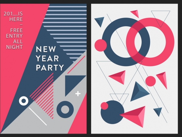 Dekorasi geometris abstrak spanduk pesta tahun baru