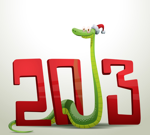 neue Jahr snake13 Designset Vektor