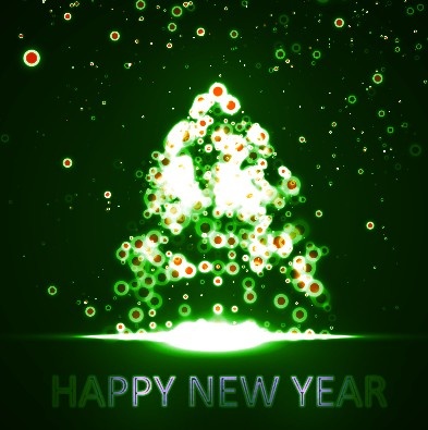 new year14 luce verde dot sullo sfondo