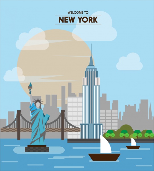 design de destino famoso de banner de promoção nova york