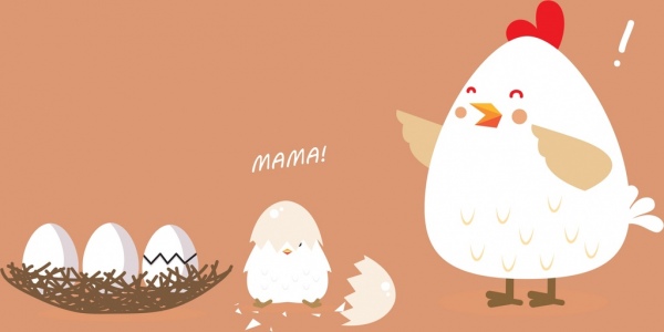 新生児の鶏のアイコンカラー漫画のデザイン