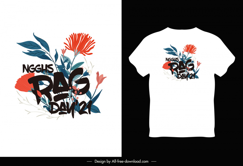 Ngghs Rag Day21 Texts Decorated Tshirt Template Elegant Classical Floral Design