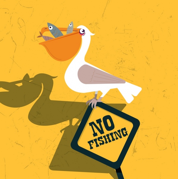 沒有釣魚橫幅滑稽設計鳥招牌圖示