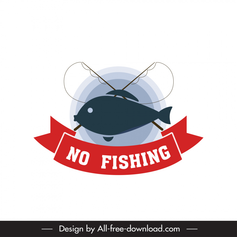 Pas de modèle de timbre de pêche plat symétrique ruban poisson croquis